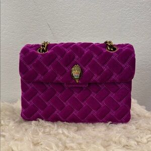 Kurt Geiger Purple Quilted Shoulder Bag with Gold Hardware